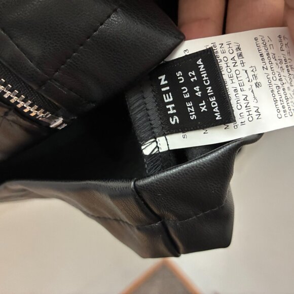 Red and Black Faux Leather Cropped Jacket - Picture 3 of 3